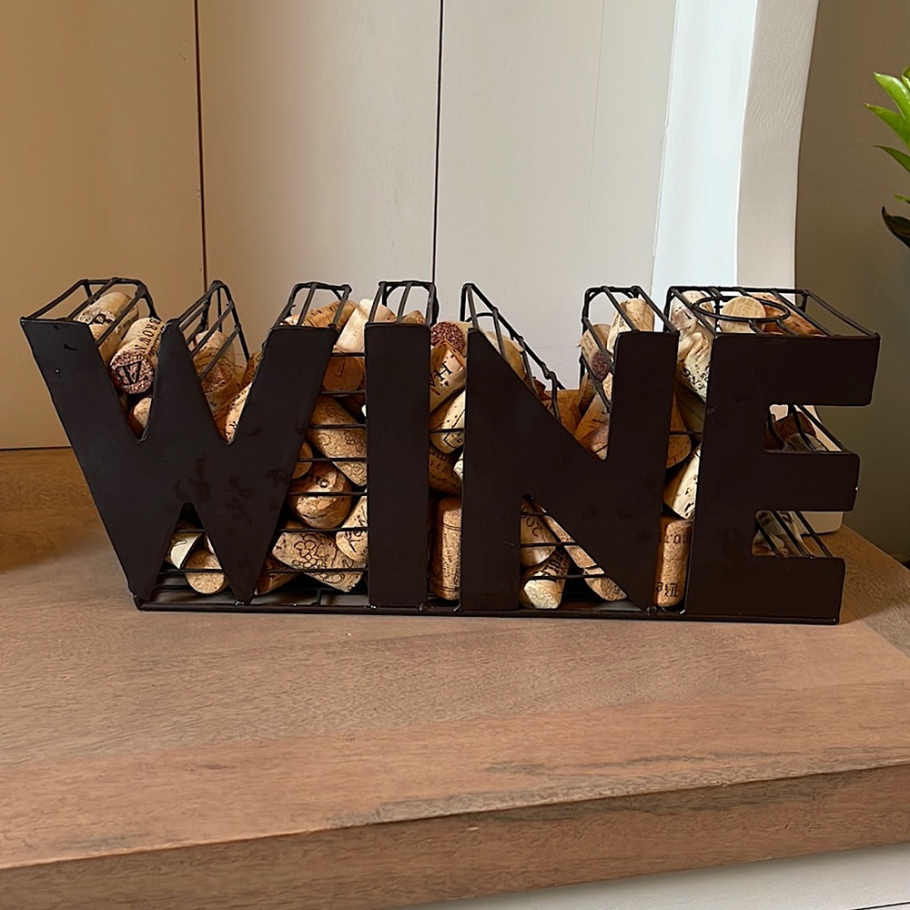 VGUC Dark Brown Metal WINE Cork Display
